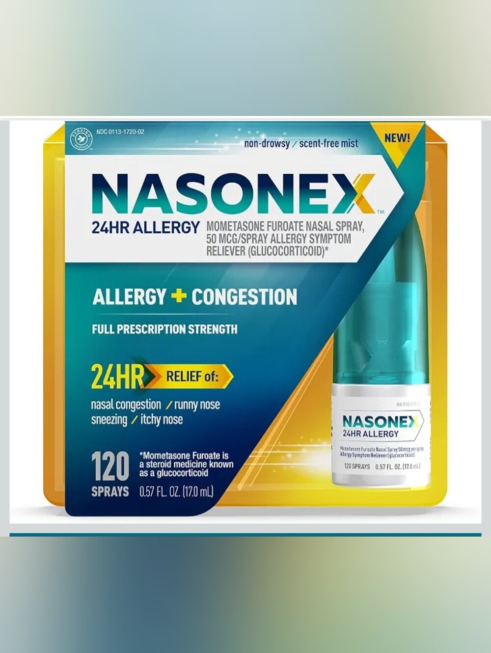 New Nasonex 24HR Allergy Nasal Spray, Non-Drowsy, Scent-Free Mist, Allergy Sympt